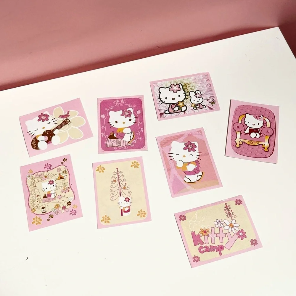 Y2K 2009 mcbling set of pink and tan Sanrio hello kitty stickers
